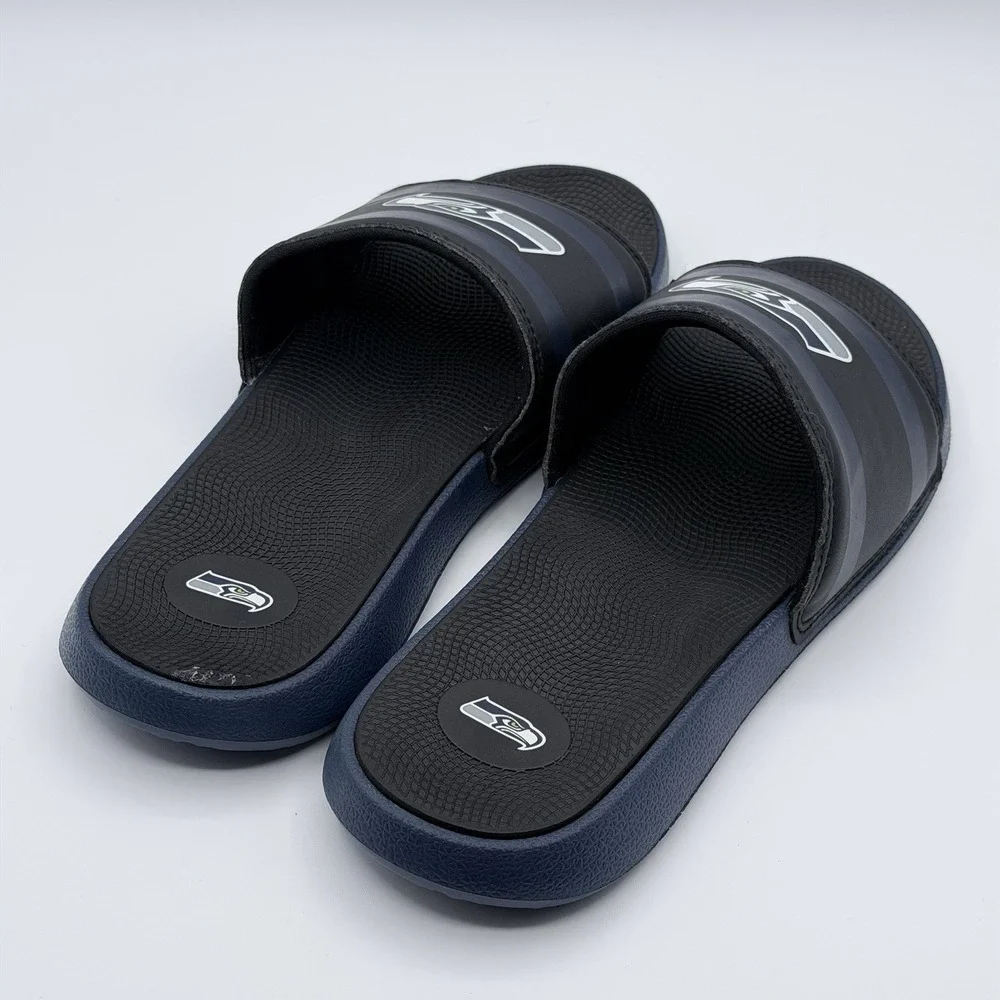 Seattle Seahawks NFL Mens FOCO Slide Sandals Training Camp Gel Slides Sz M 9-10